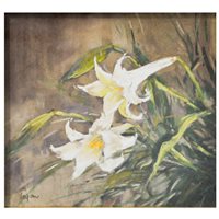 Lot 314 - Logan, Still life of a Lily, pastel,...