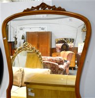 Lot 427 - French walnut framed overmantel mirror, height...