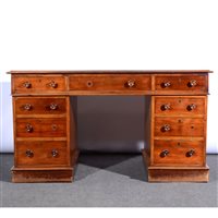 Lot 483 - Victorian mahogany desk, rectangular top,...