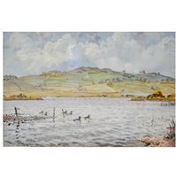 Lot 412 - Donald Watson, a lake scene, watercolour, ...