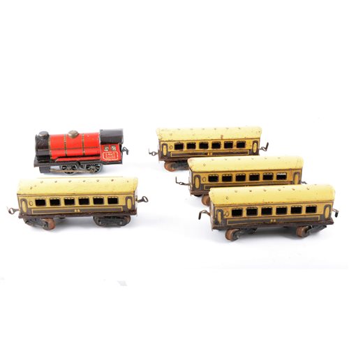 Lot 183 - Early Chad Valley tin-plate clockwork train...