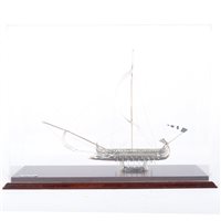 Lot 375 - Silver 925 model Greek ship, approximately...