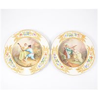 Lot 39 - A pair of sevres style porcelain cabinet...