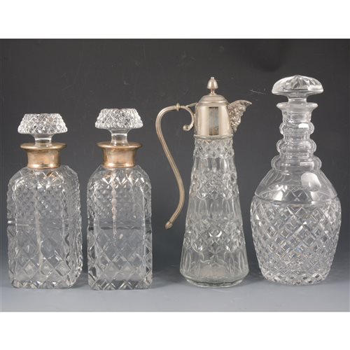 Lot 11 Pair of lead crystal spirit decanters, with...