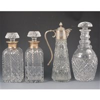 Lot 11 - Pair of lead crystal spirit decanters, with...