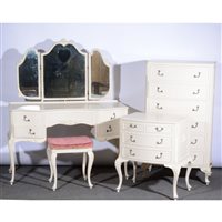 Lot 452 - Suite of French style white painted bedroom...