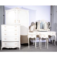 Lot 441 - Suite of French style bedroom furniture, white...