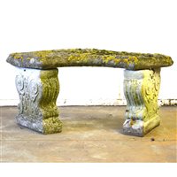 Lot 522 - Haddonstone style curved garden bench, ...