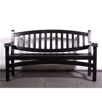 Lot 453 - Black painted slatted teak garden bench, ...