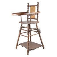 Lot 190 - Doll stands and a doll's high chair, 65cm high.