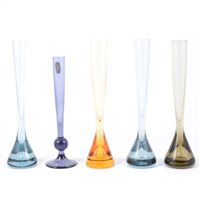 Lot 17 - Whitefriars, eight cased glass Bud vases,...