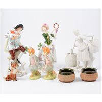 Lot 9 - Pair of figurines, Doulton salts, Beswick, etc.