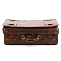 Lot 208 - A vinatge leather expanding suitcase,...