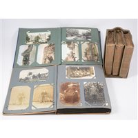 Lot 122 - Postcards: Three album set of postcards,...