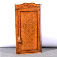 Lot 501 - Reproduction burr elm hanging corner cupboard,...