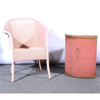 Lot 482 - Pink painted Lloyd Loom bedroom chair, width...