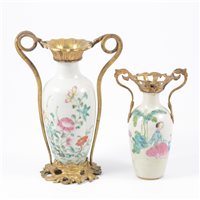 Lot 58 - Chinese Famille Rose and gilt metal mounted...