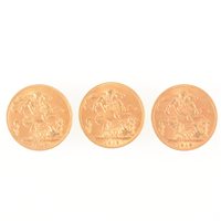 Lot 330 - Three Full Sovereigns George V 1913, (3)