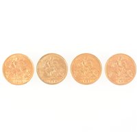 Lot 327 - Four Half Sovereigns Edward VII  1905, 1907,...