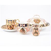 Lot 79 - Derby Crown porcelain part tea service, Imari...