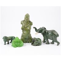 Lot 159 - Nephrite model of a Lioness, 5cm; similar...