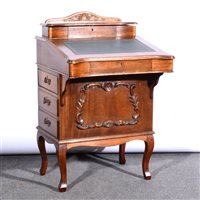 Lot 509 - Edwardian walnut Davenport, ...