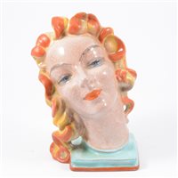 Lot 38 - Art Deco style glazed terracotta head,...