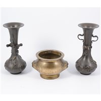 Lot 116A - Chinese bronze censer, with two cast...