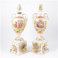 Lot 73 - Pair of Continental urn-shape vases, ...