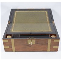 Lot 85 - Victorian brass bound walnut writing box,...