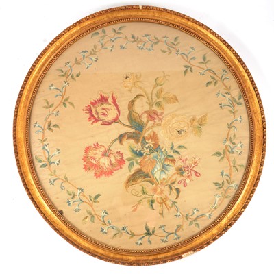 Lot 143 - A pair of George III silkwork oval pictures