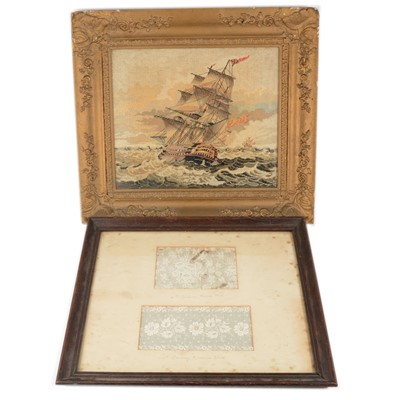 Lot 144 - A Berlin woolwork picture War Ship.