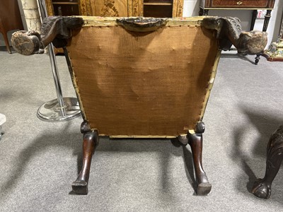 Lot 157 - Two similar George II style walnut armchairs, antique petit and gros point upholstery