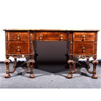 Lot 364 - 20th Century walnut twin pedestal desk