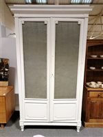 Lot 395 - Large French white painted armoire