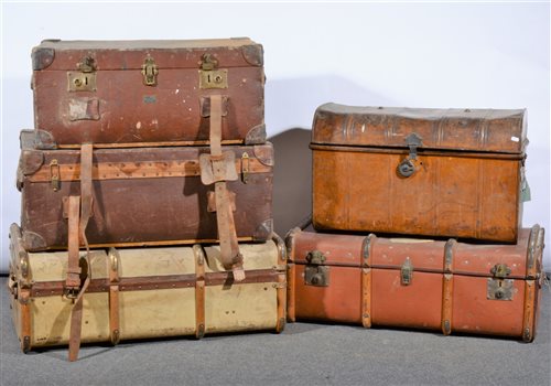 Lot 230 - Five large vintage travelling trunks.