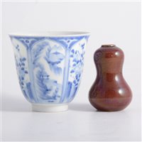 Lot 20 - Chinese blue and white beaker, panelled...