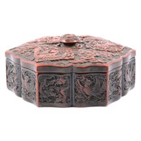 Lot 243 - Chinese cinnabar lacquer hexagonal shape box