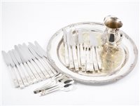 Lot 153 - A quantity of silver-plated cutlery by Elkington, Hampton Court pattern, and other plated wares.