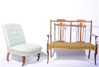 Lot 370 - Edwardian salon settee and a Victorian nursing chair