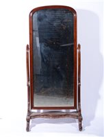 Lot 383 - Victorian style mahogany cheval mirror