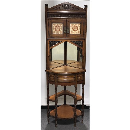 Lot 503 - An Indian hardwood and tiled corner cabinet in...