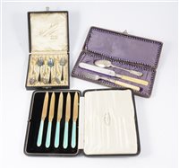 Lot 157A - Silver / plated cased sets of flatware; ...