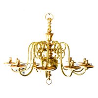 Lot 441 - Dutch style brass ten-light chandelier, ...