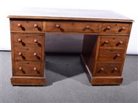 Lot 430 - Victorian mahogany desk, rectangular top with...