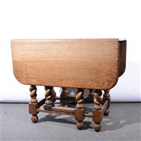 Lot 330 - Oak dining table, rectangular top with rounded...