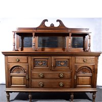 Lot 341 - Edwardian walnut sideboard, raised mirror back...