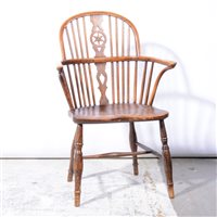 Lot 342 - Victorian elm and ash Windsor chair, hoop back...