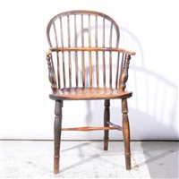 Lot 343 - Victorian elm and ash Windsor chair, hoop back...