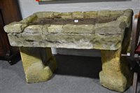 Lot 494 - Old stone trough, rectangular form, ...